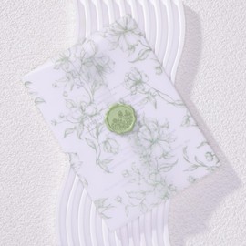 UNIQOOO Wildflower Wax Seal Stickers - Floral Wedding Invitation Envelope Seal Sticker, 50 Pcs Self- Adhesive Sage Green Field of Flowers Stickers, Perfect for Christmas, Gift Wrapping