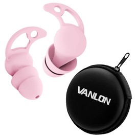 VANLON Ear Plugs for Noise Reduction, Reusable Sleeping Ear Plugs, 2Pairs Super Soft Fit Silicone Earplugs for Concerts, Sleep Snoring, Work, 33dB Noise Reduction Ear Plugs for Sound Blocking (Pink)
