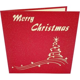 Pop-Up Christmas Greeting Cards, 3 Designs: Santa, Fireplace, Christmas Tree, 1 Card (Christmas Tree)