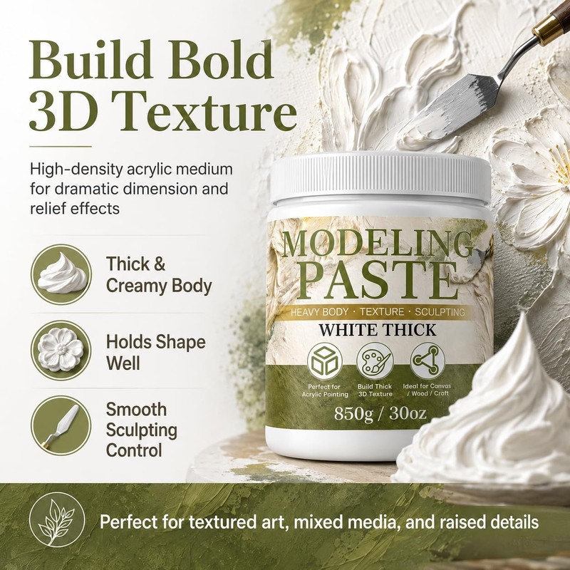 Thick Modeling Paste White 30oz / 600ml - High Density