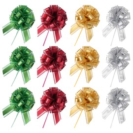 12 Bows for Gift Wrapping,Gift Bows,Large Gift Bow,Super Large Size,Multiple Color Options,Simple and Convenient to Use,Suitable for Gift Packaging,Bouquets,Doors and Windows,Etc(4 Colors)