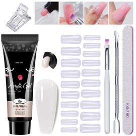 YIMART Poly Extension Gel Nail Kit,Poly Nail Gel with UV Light Starter Kit, 6 Pcs/Set Builder Gel Nail Extension Kit for Beginners with Everything Nail Art DIY (Milk White, Large)