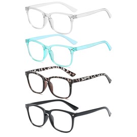 CVVTSPE Paquete De 4 Anteojos De Lectura Con Bloqueo De Luz Azul, Anteojos De Lectura Para Hombres Y Mujeres, Anteojos Ligeros Antirreflejos/Filtro Uv (Paquete De 4 Colores Mixtos, 1.5, Multiplicador