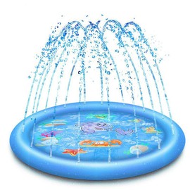JIUFEI Almohadilla para Salpicaduras de Agua 67''/170cm, Chapoteadero para Niños, Piscina Inflables de Agua, Divertidos Juguetes de Agua para Niños Niñas con Estampados de Animales Mmarinos