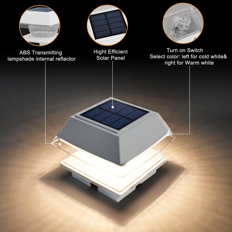 Solar Post Cap Lights 2 Pack, Deck Lights Solar Powered