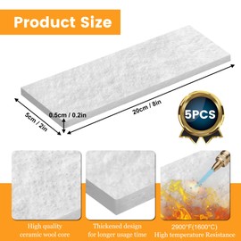 10Pcs Ceramic Wool Wick for Tabletop Fire Pit Fire Stone,Extended Life Carbon Felt Wick,Bioethanol Fuel with Fireproof Stone Collapsible Silicone Funnel for Outdoor Camping