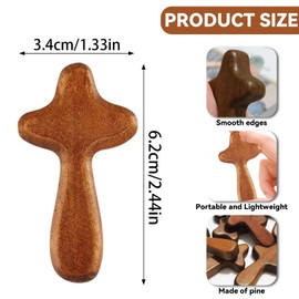 5Pcs Smooth Edge Hand Held Wood Cross Ergonomic Design Wooden Holding Cross Comfortable Clinging Palm Hand Cross for Christian Prayer
