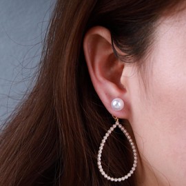 Aneneiceera Boho Pearl Hoop Earrings Gold Pave Pearl Water Drop Teardrop Bow Dangle Earrings Wedding Brial Pearl Earrings Pearl Jacket Hollow Beads Bow Dangle Stud Earrings For Women, Pearl