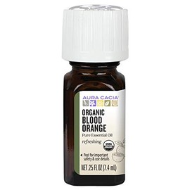 Aura Cacia Certified Organic Pure Blood Orange Essential Oil, Purity Tested | 0.25 fl. oz. | Citrus sinensis
