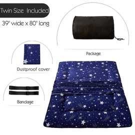 MAXYOYO Navy Starry Sky Japanese Futon Mattress, Tatami Mat Portable Camping Mattress, Kids Sleeping Pad, Foldable Roll Up Floor Lounger Couch Bed, Twin Size With Cover