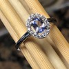 Genuine Blue Tanzanite 925 Solid Sterling Silver Engagement Ring Size