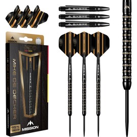 Mission | Mike De Decker Darts | Steel Tip | 95% Tungsten | Black & Gold PVD | Available in Multiple Weights. (22.0, Grams)