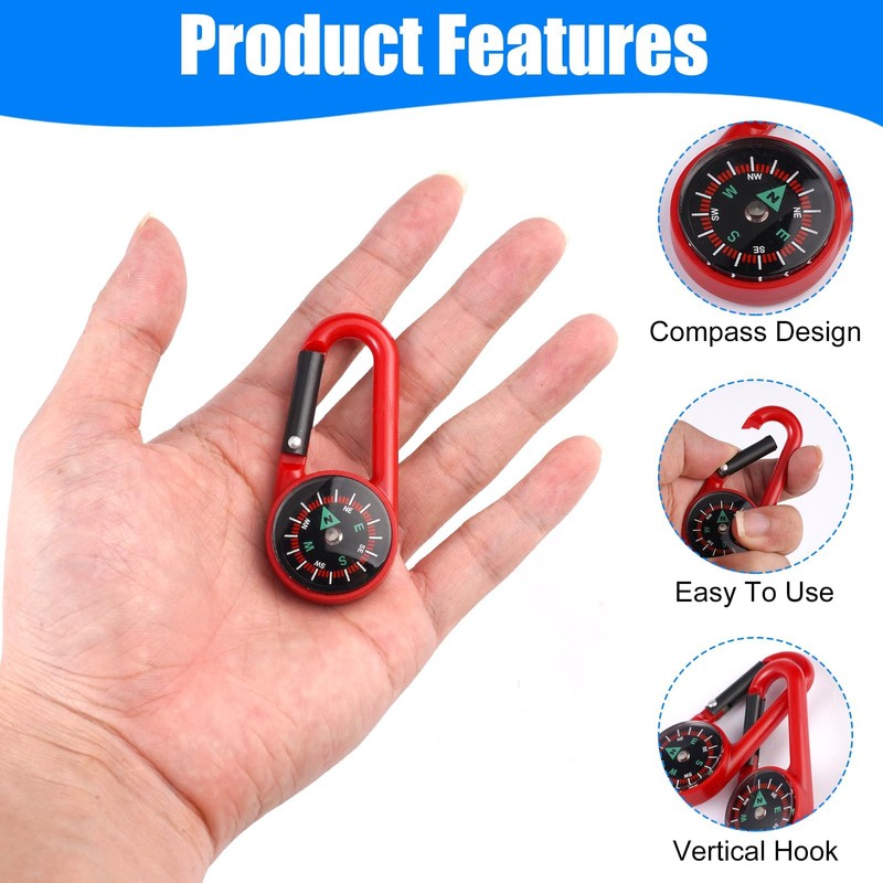 20 Pieces Compass Keyring 68 x 30 mm Pocket Compass