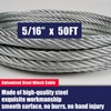JEXTRA Galvanized Steel Winch Cable, 5/16” x 50ft Wire Rope