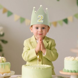 DCJHFJ Handmade Crown Hat 2nd Birthday For Baby Boy Girl Wild Birthday Party Decorations 2nd Green Headband