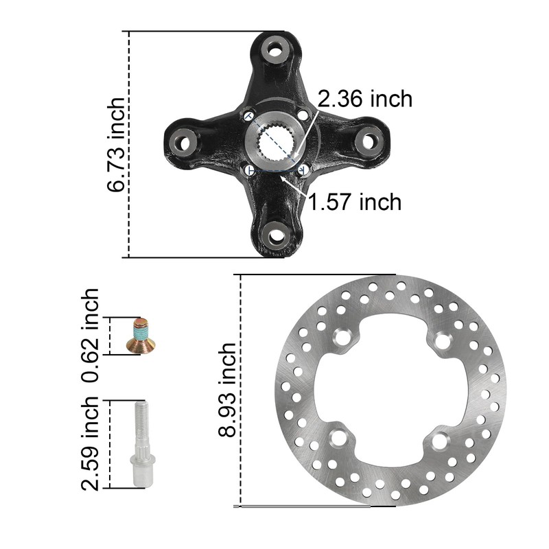 Front/Rear Wheel Hub & Studs & Brake Rotor Compatible with