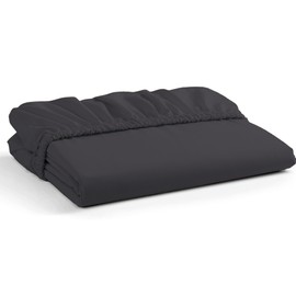 The Cotton Exchange Manchester 100% Cotton Single Fitted Sheet Dark Gray, 300 Thread Count Sateen Fitted Sheet Single Bed, Ultra-Soft, Wrinkle-Resistant Deep Fitted Single Sheet 90 x 190cm + 35cm