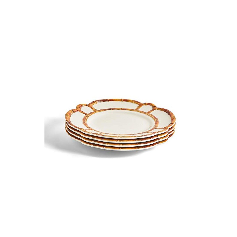 Two's Company Set of 4 Bamboo Touch Dinner Plate