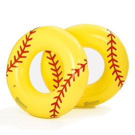 wimming Pool Tubes-2PCS Inflatable Pool Floats for Adult Swim Ring Pool Floaties Inflatable Swimming Pool Raft Party Water Summer Beach Lounger Float Party Supplies (Yellow Baseball)