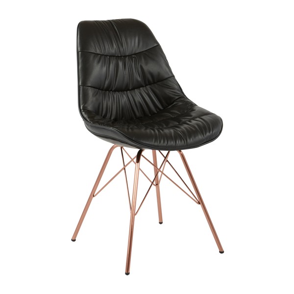 OSP Home Furnishings Langdon Faux Leather Task Chair with Rose Gold Base, Black