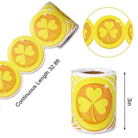 FYSUIMU St. Patrick's Day Bulletin Board Borders Shamrock Clover Gold Coin Die-Cut Border Trim for St. Patrick's Irish Party School Office Chalkboard Door Wall Window Decoration, 32.8Ft