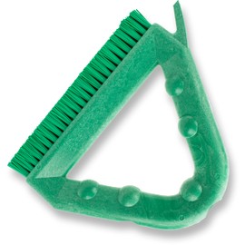 SPARTA Plastic Commercial Grout Brush, Triangle-Shaped Scrub Brush with Scraper and Two Threaded Holes for Attaching Handle (Sold Separately), 9 x 7 x 7 Inches, Green