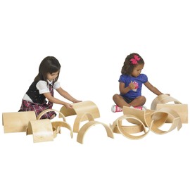 ECR4Kids - ELR-19101 Natural Hardwood Curved Play Tunnel and Arch Blocks (10-Piece)