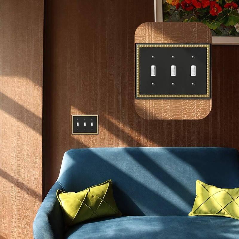 Pearled Frame Decorative Wall Plate Switch Plate Outlet Cover (Triple