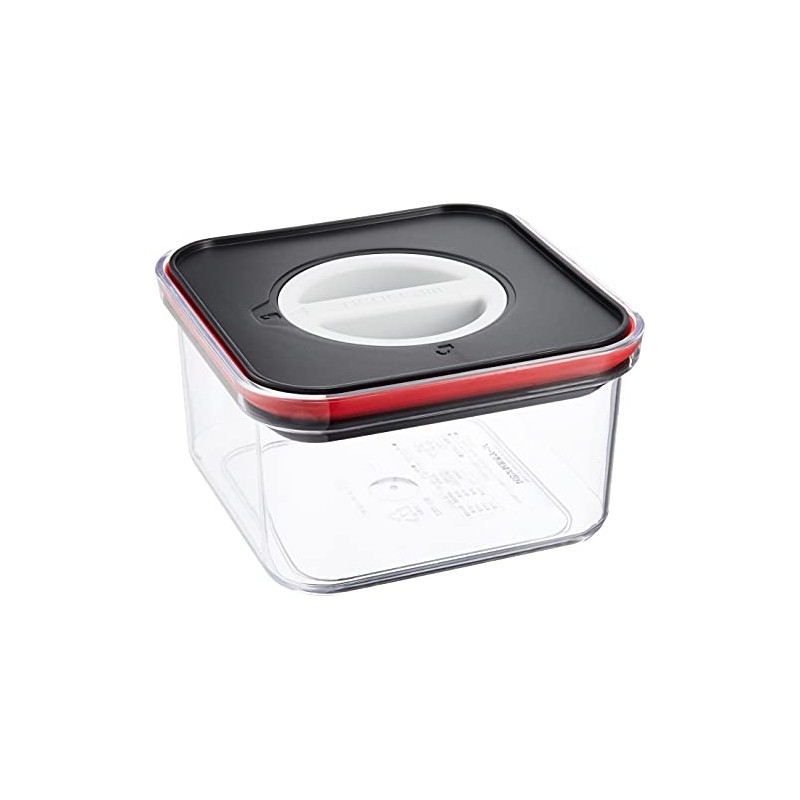 Pearl Metal HB-4484 Storage Container, Black x Red, 0.6 L