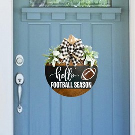 F Fityle Front Door Sign Welcome Sign Football Season Decoration Round for Family Indoor Outdoor
