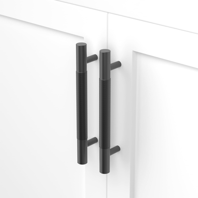 LONTAN 10 Pack Black Cabinet Handles 128mm Black Cupboard Handles