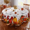 Fall Tablecloth 70x70 Inch Round, Buffalo Plaid Harvest Orange Truck
