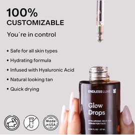 Endless Luxe - Glow Drops - Serum Autobronceador Facial - Serum Enriquecido con Ácido Hialurónico Y Vitamina C - Todo Tipo de Piel - Hidratante, Libre De Parabenos Y Vegano - 27 ml - GDR23
