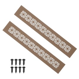 PATIKIL 12 x 2 Inch Door Air Vent Cover, 2 Pcs Heavy Duty Aluminum Grille Ventilation Cover Louvered with Mounting Screws for Cabinet Wardrobe Door, Brown