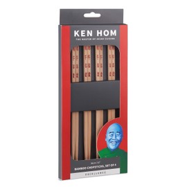 Ken Hom KH512 Bamboo Chopsticks, 26 cm, Excellence, Reusable Chopsticks for Chinese/Asian Cuisine, Includes 4 Sets of Chopsticks, Not Dishwasher Safe