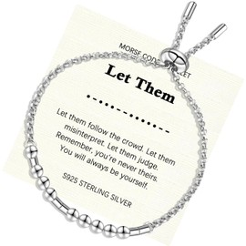 Helonley Morse Code Bracelet for Women - 925 Sterling Silver Inspirational Bracelets Adjustable Morse Code Bracelets Charm Jewelry Birthday Gifts Christmas Gifts Let Them