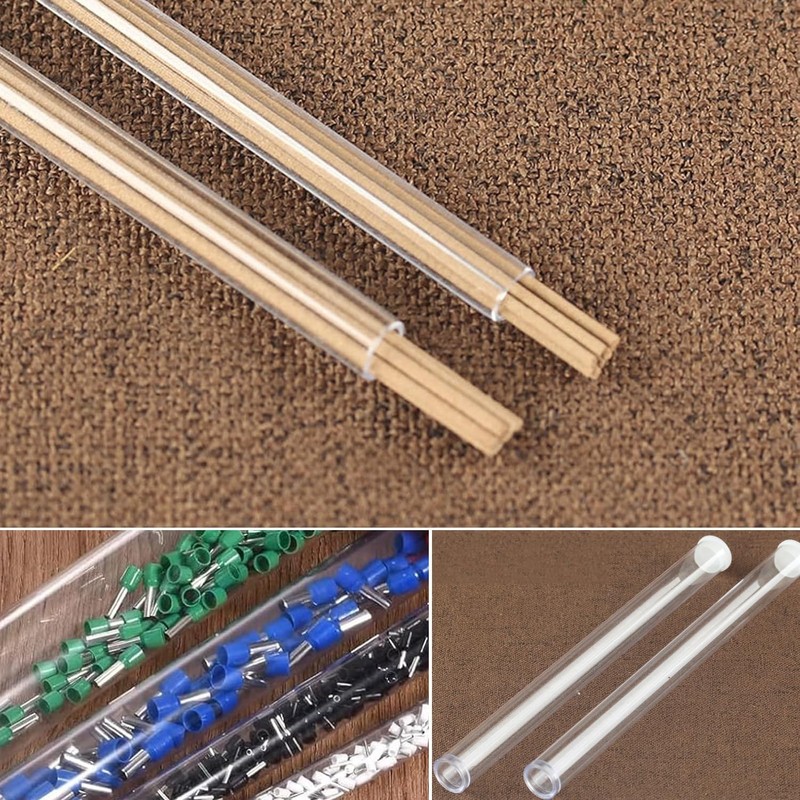4Pcs Clear Plastic Pipe Storage Tubes with Caps Plastic Hollow
