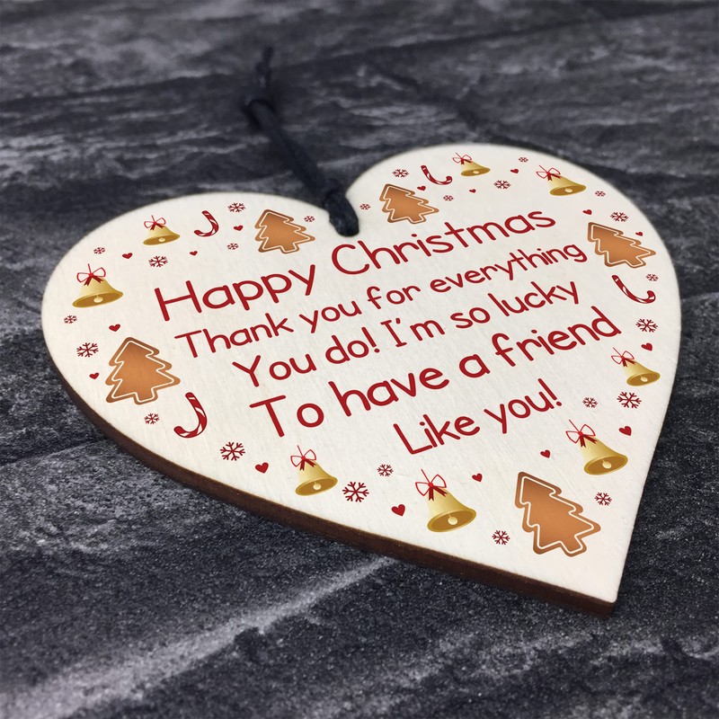 RED OCEAN Happy Christmas Friendship Gift Wood Heart Gift For