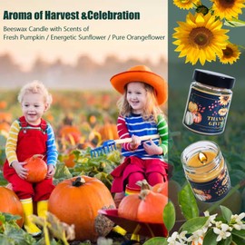 Pumpkin candle|sunflower candle|orange blossom candle|scented candles for home | Beeswax candle|meditation candle,stress relief candle|7% food-grade essential oil |5.7oz 45 Hours Burning