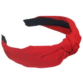 scicent Hair Accessories Pack of 3 Hair Band Vintage Women's Hair Band Yoga Headband Wide Hair Band Retro Headband Knot Hair Band Fabric for Women Girls (Black + White + Red) - 1810