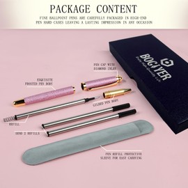 BOCIYER Rollerball Pen with Liquid Ink, Best Ballpoint Pen Gift Set for Men and Women, Black Ink Fancy Pen Refillable for Pretty Pens, Cool Pens, Cute Pens (Pink)