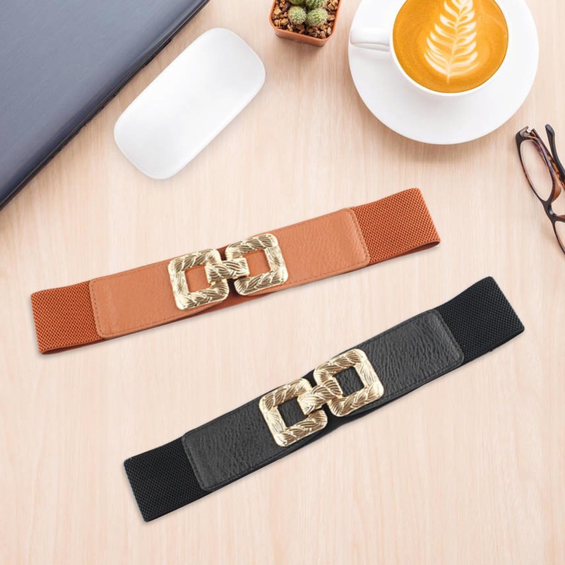 2 Pieces Simple Belts, Wide Belts For Women, Elastic Belts,