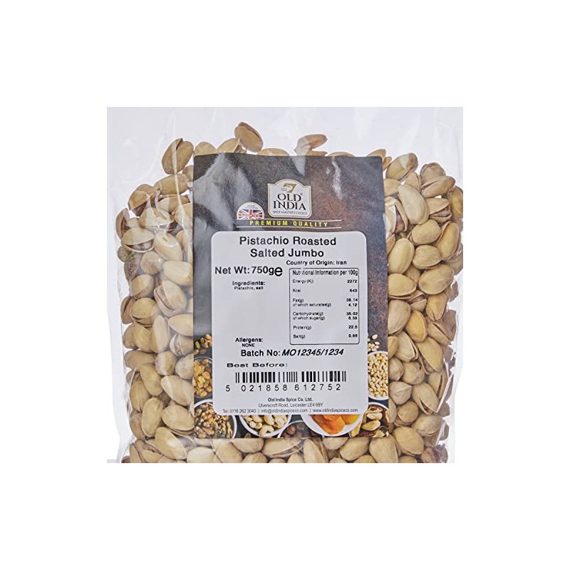 Old India Pistachio Roasted Salted Jumbo 750g