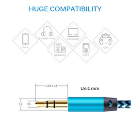 Cable AUX, Ailkin 0.138 in/5 pies macho a macho estéreo audio Aux Cable compatible con auriculares,