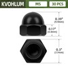 #10-24 Acorn Cap Nuts, 30 PCS Black Coating Acorn Dome