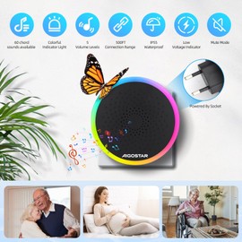 Aigostar Wireless Bell with RGB Light, IP55 Waterproof Outdoor Door Bell Set, 5 Volume Levels, 60 Melodies, 150 m Range, Plug-in, 1 Bell Push and 2 Receivers, Black