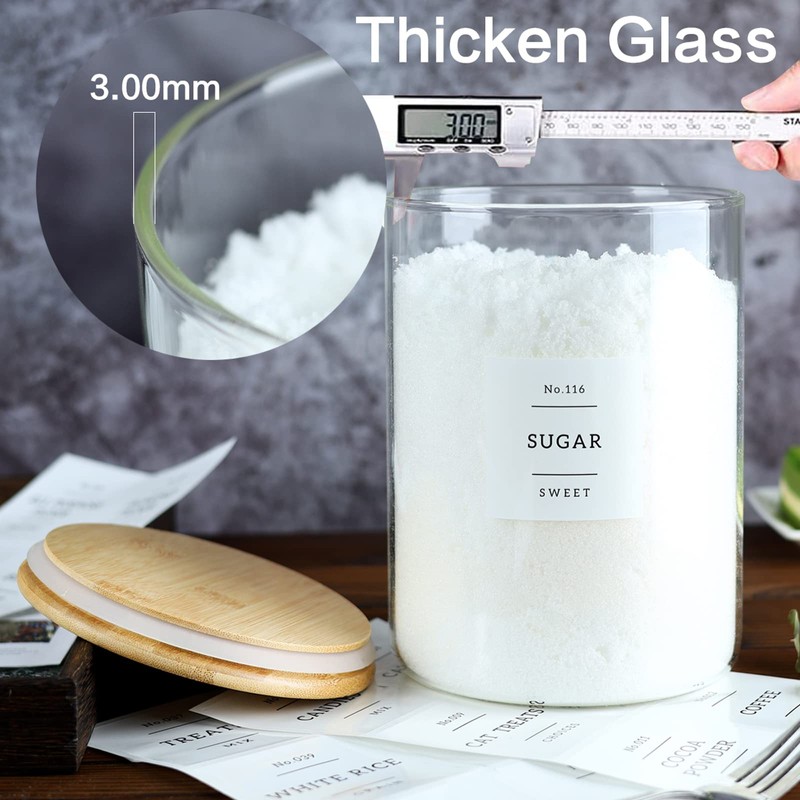 CZSZYGHBAO Large Glass Flour and Sugar Containers Jars with Bamboo