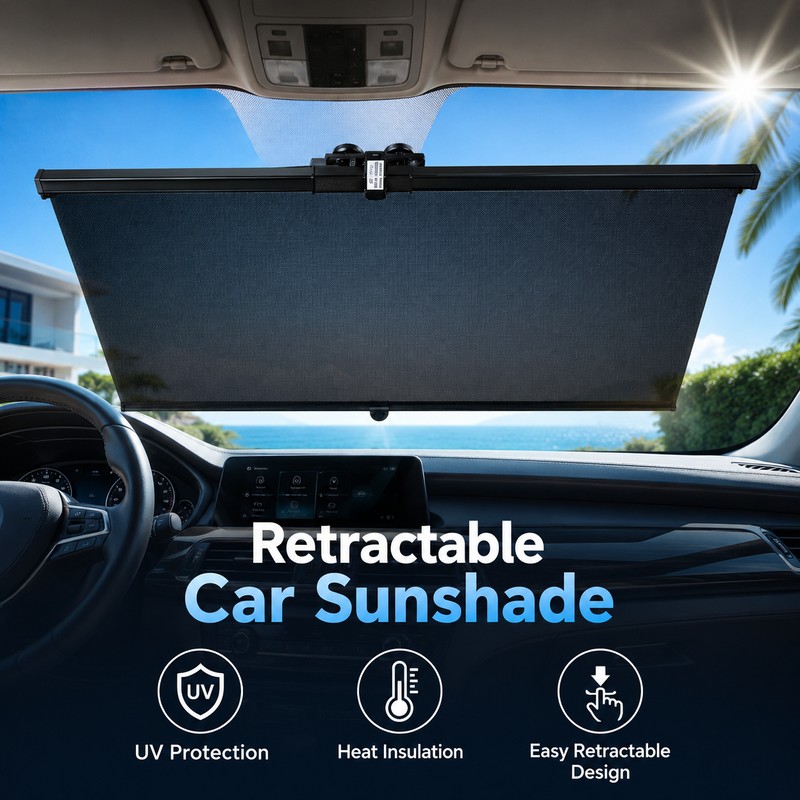 Retractable Car Windshield Sunshade for Parking – Polyester UV Block