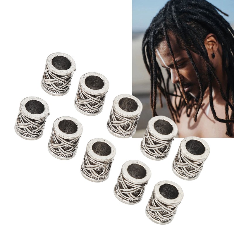 20PCS Beard Beads Retro Alloy Multipurpose Hair Tube Beads for