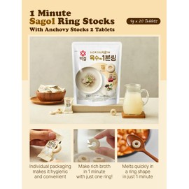 KULOSORY (20+2) CJ 1 Minute Sagol Ring Stocks 4g x 20 Tablets With Anchovy Stocks 2 Tablets/Korean Traditional Soup Base/Coin Stock 사골육수